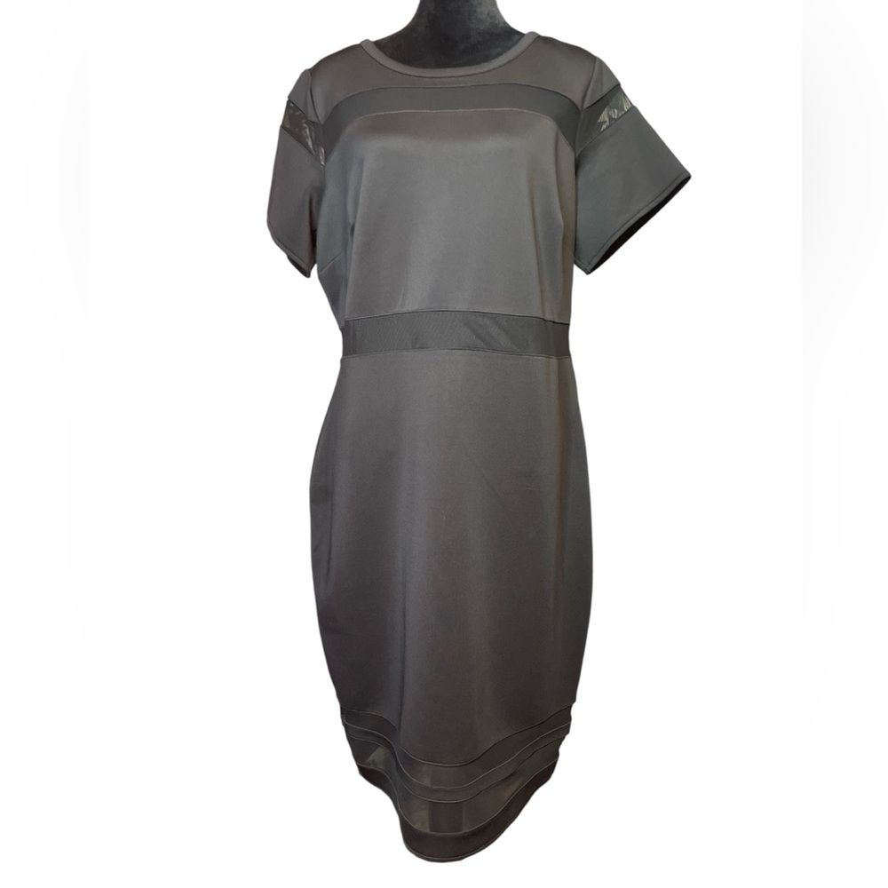 Boutique Elegant Black Midi Dress with Mesh Cut Outs